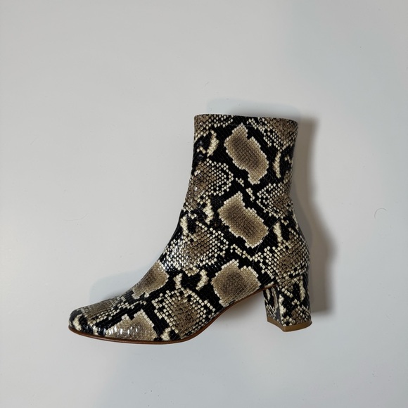 By Far Sofia Snake Print Leather Ankle Boots Size 39